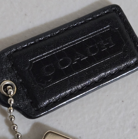 Coach Black Leather and Gold Tag Keychain - Picture 5 of 7